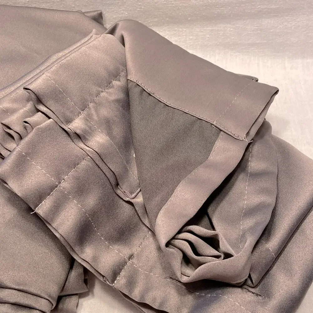 Gray Curtains 2 Panel Set Grey Silky Satin Soft 52W x 84L Each Panel